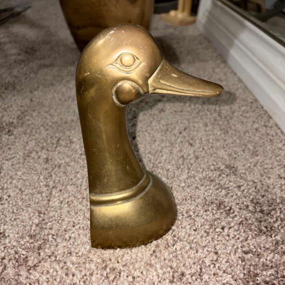 Antique Gold Duck Head Book End